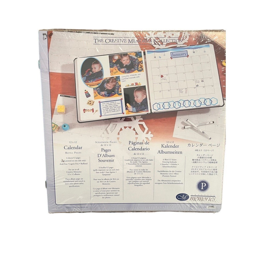 2004 Creative Memories 12 x 12 White Scrapbook Calendar Pages 6 Sheets SEALED